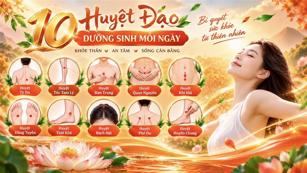 LỢI ÍCH CỦA 10 ĐẠI HUYỆT DƯỠNG SINH KHI XOA BÓP MỖI NGÀY